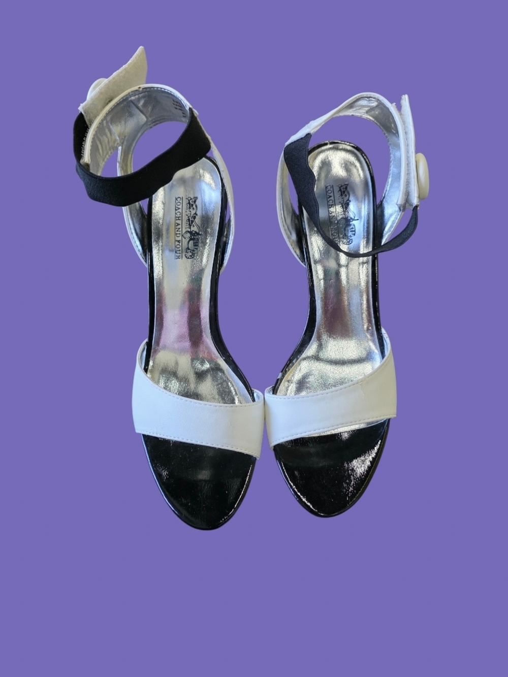 Coach White & Black Women's Ankle-Strap Sandals